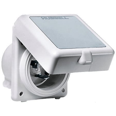 Hubbell Wiring Device-Kellems Locking Devices, Twist-Lock, Marine Grade, Hull Inlet, 32A 230V AC 50 Cycles, 2-Pole 3-Wire Grounding, International, Screw Terminal, White HBL332NM